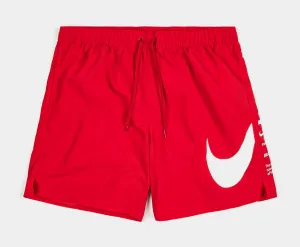 Swim Breaker Fully Lined Volley 7" Mens Shorts (Red/White)