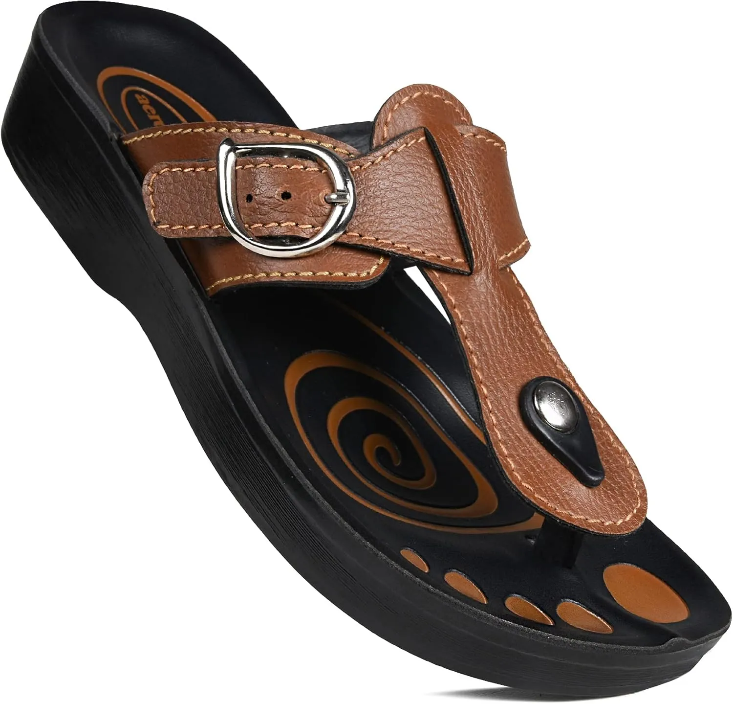 T-Bar Buckle Strap Sandals Flip Flop Slides for Women