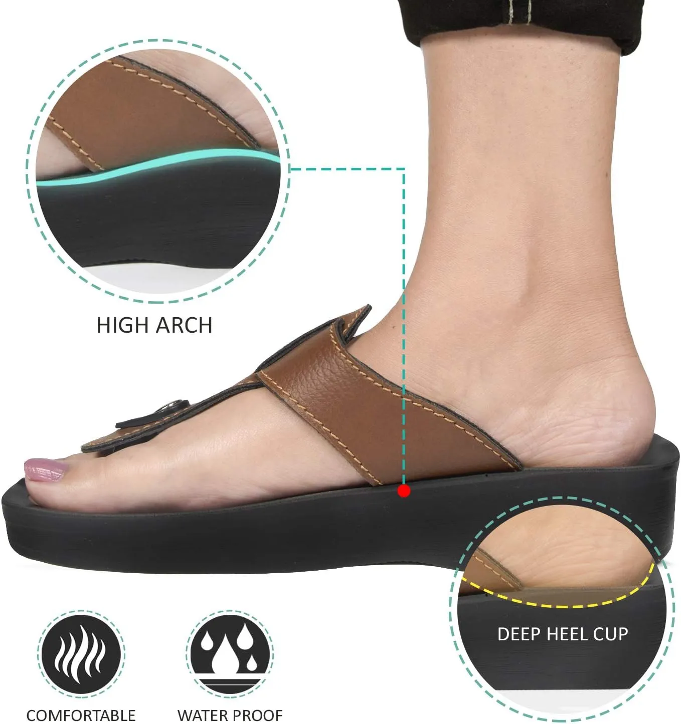 T-Bar Buckle Strap Sandals Flip Flop Slides for Women
