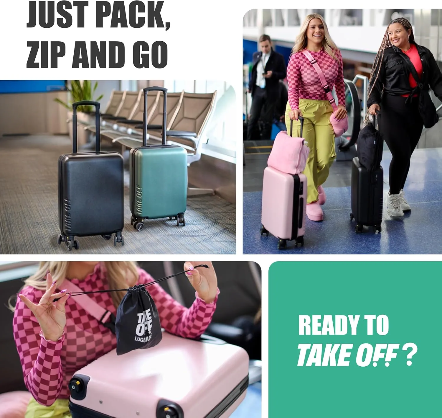Take OFF Luggage 3.0 - Personal Item, 18x14x8 Inches, Underseat Suitcase with Removable Wheels, Hard Shell Luggage, Small Carry On Overnight Weekender, Airport & Travel Essentials, TSA Approved, Red