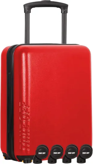 Take OFF Luggage 3.0 - Personal Item, 18x14x8 Inches, Underseat Suitcase with Removable Wheels, Hard Shell Luggage, Small Carry On Overnight Weekender, Airport & Travel Essentials, TSA Approved, Red