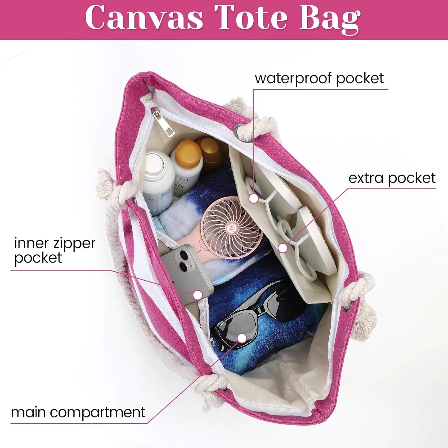 Tavaleu Beach Bags for Women, Large Beach Tote Bag Waterproof Sandproof, Swim Pool Bag with Zipper