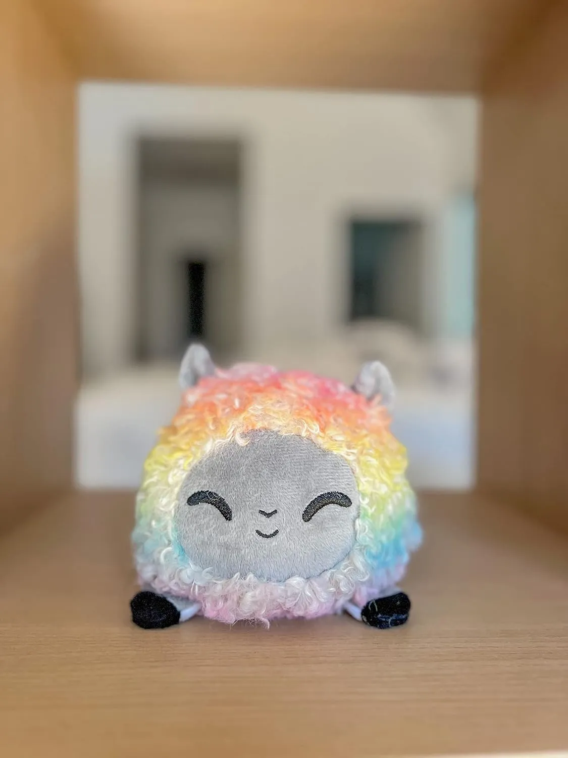 TeeTurtle - The Original Reversible Sheep Plushie - Pride - Gray   White Rainbow - Cute Sensory Fidget Stuffed Animals That Show Your Mood!