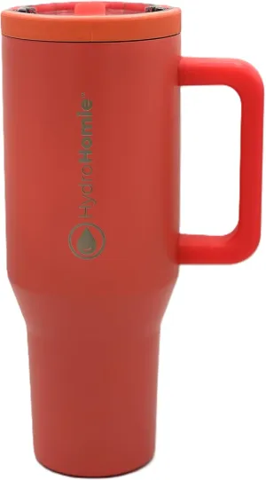 The Nomad 40oz Tumbler – Flip Straw Lid with Handle and Rubber Base, Travel Car Cup Holder Friendly and 100% Leak Resistant - Courageous Coral
