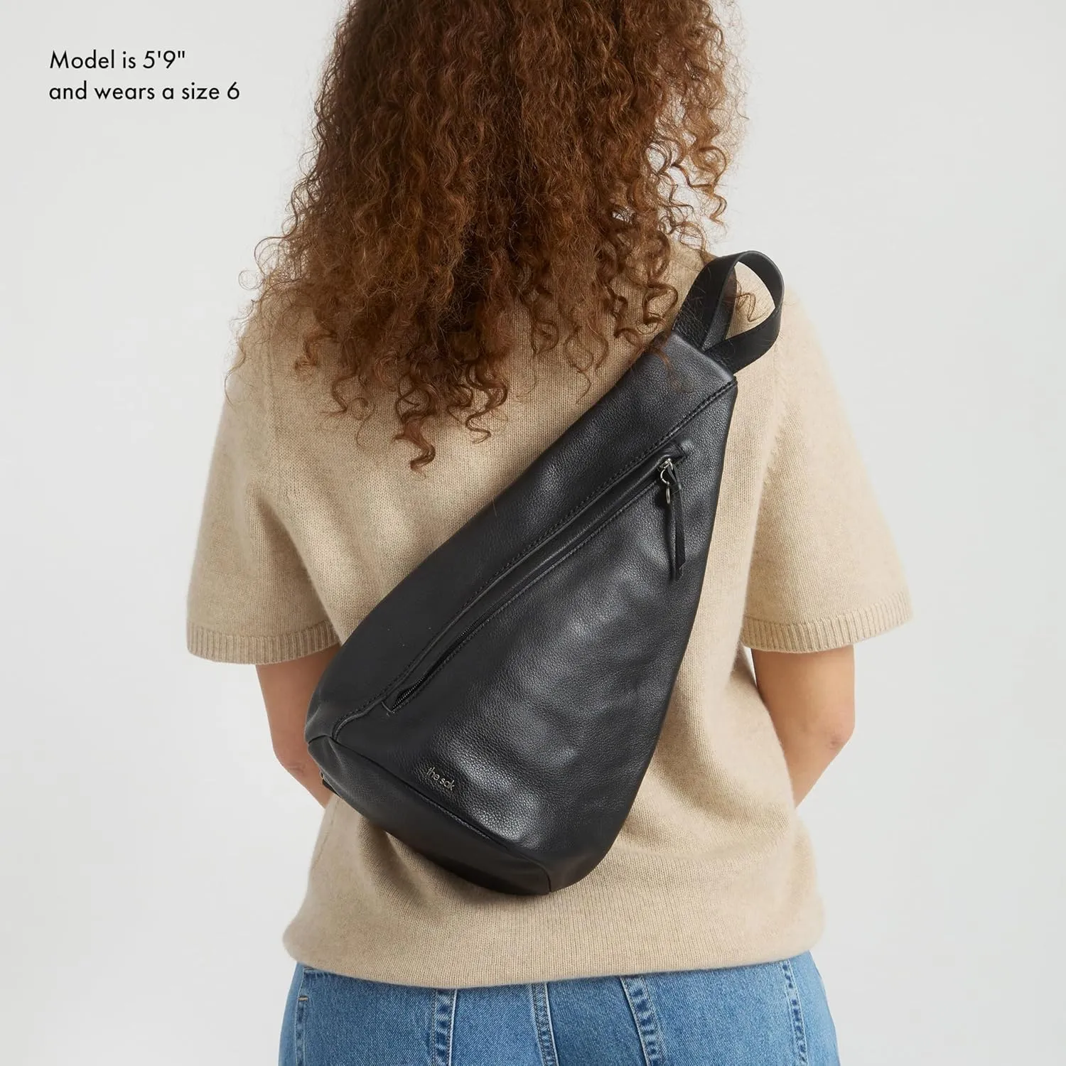 The Sak Geo Sling Backpack in Leather, Convertible Design, Black
