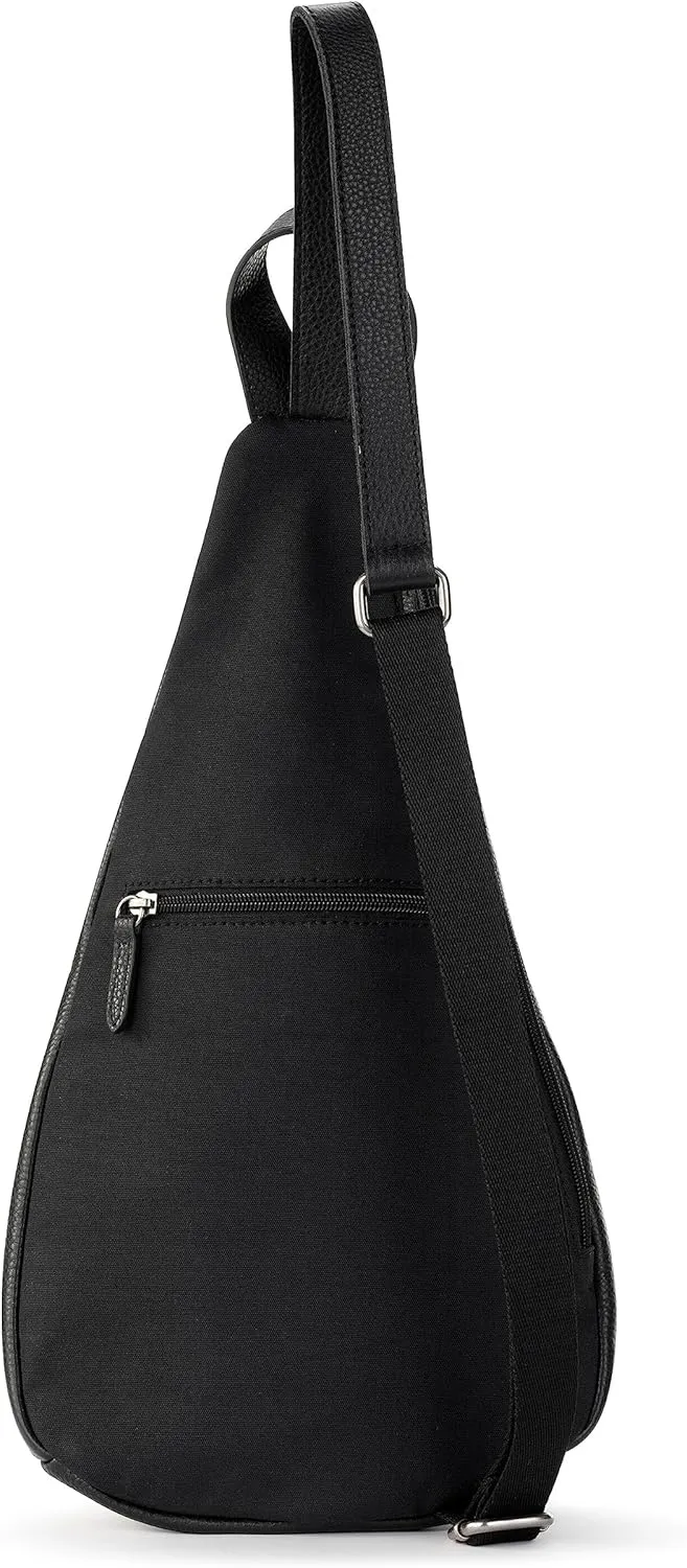 The Sak Geo Sling Backpack in Leather, Convertible Design, Black