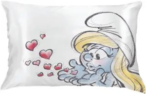 The Smurfs Smurfette Retro Beauty Silky Satin Standard Reversible Pillowcase Cover 20x30 for Hair and Skin, (Officially Licensed Product) by Franco Collectibles