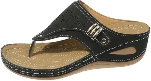 Thong Sandals for Women Casual Arch Support Slip On Buckle Strap Slippers Womens Flip Flops for Summer Beach Sandals Bathroom Waterproof Leather Shoes