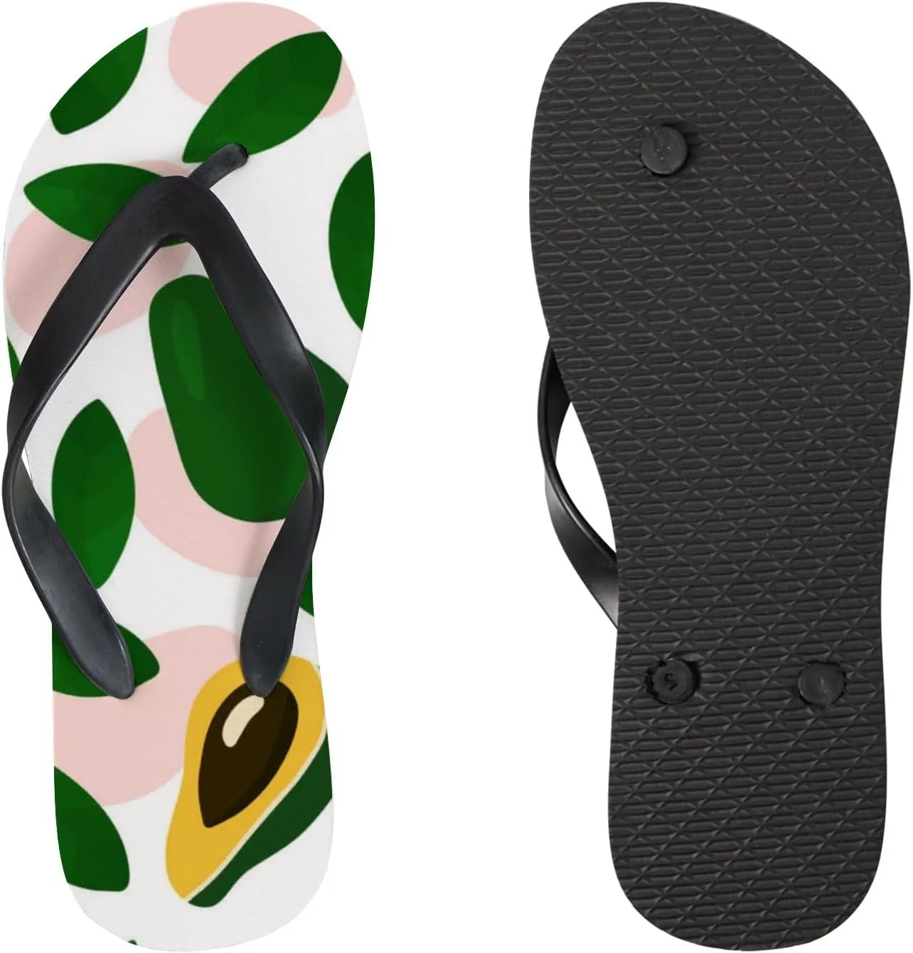 Thong Slippers Flip Flops for Women Juicy Avocado Leaves Casual Flat Slide Beach Slippers Sandals Shower Shoes