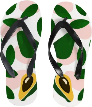 Thong Slippers Flip Flops for Women Juicy Avocado Leaves Casual Flat Slide Beach Slippers Sandals Shower Shoes