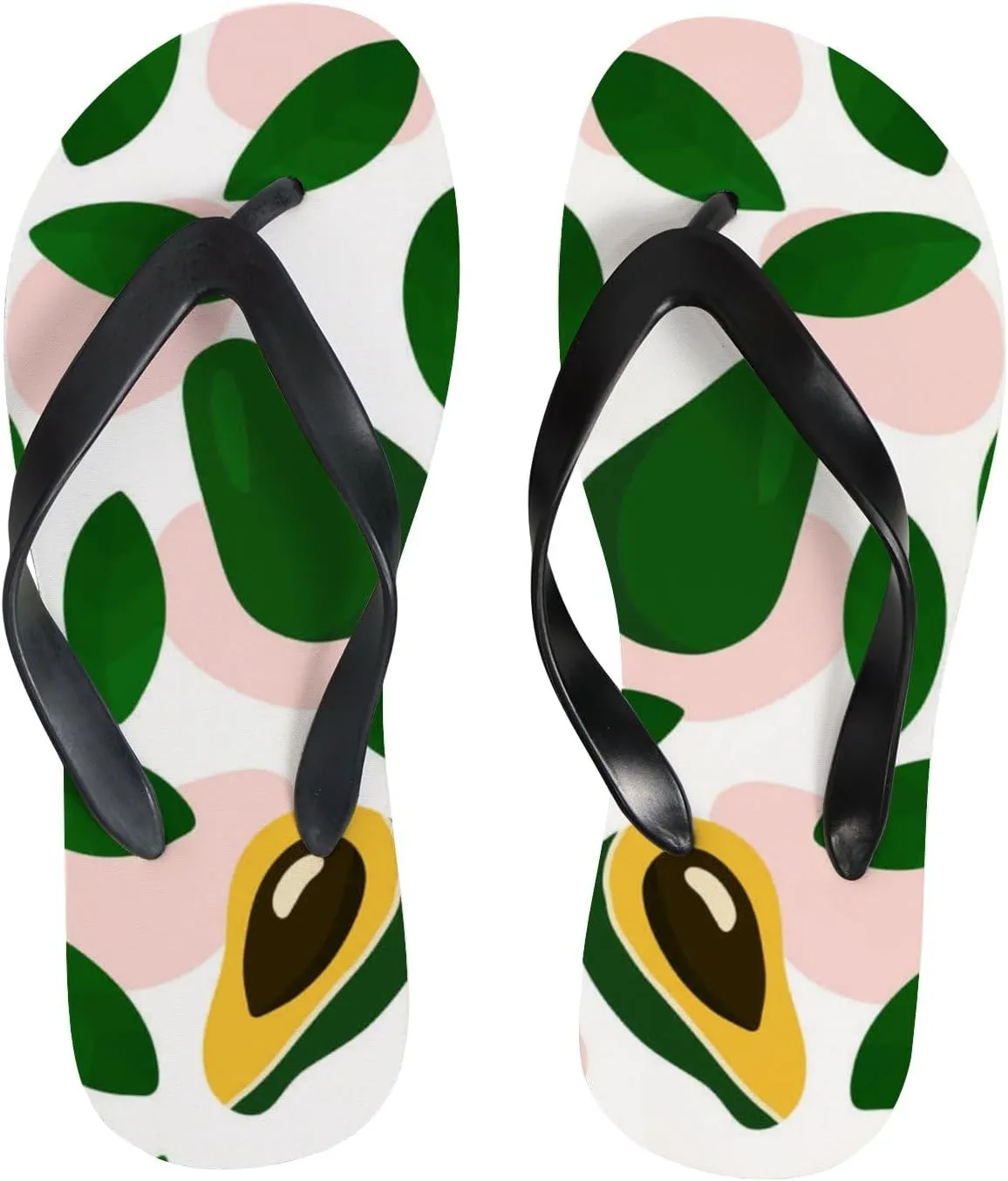 Thong Slippers Flip Flops for Women Juicy Avocado Leaves Casual Flat Slide Beach Slippers Sandals Shower Shoes