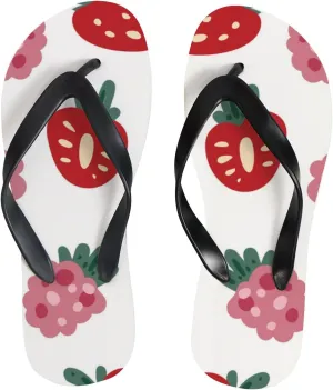 Thong Slippers Flip Flops for Women Strawberry and Raspberry Casual Flat Slide Beach Slippers Sandals Shower Shoes