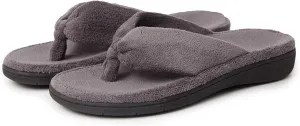 Thong Spa Slippers for Women with Arch Support Flip Flop House Sandal Slippers Soft & Comfortable Coral Velvet Durable Rubber Outsoles for Indoor and Outdoor All Days Wear Black Grey US6-US11