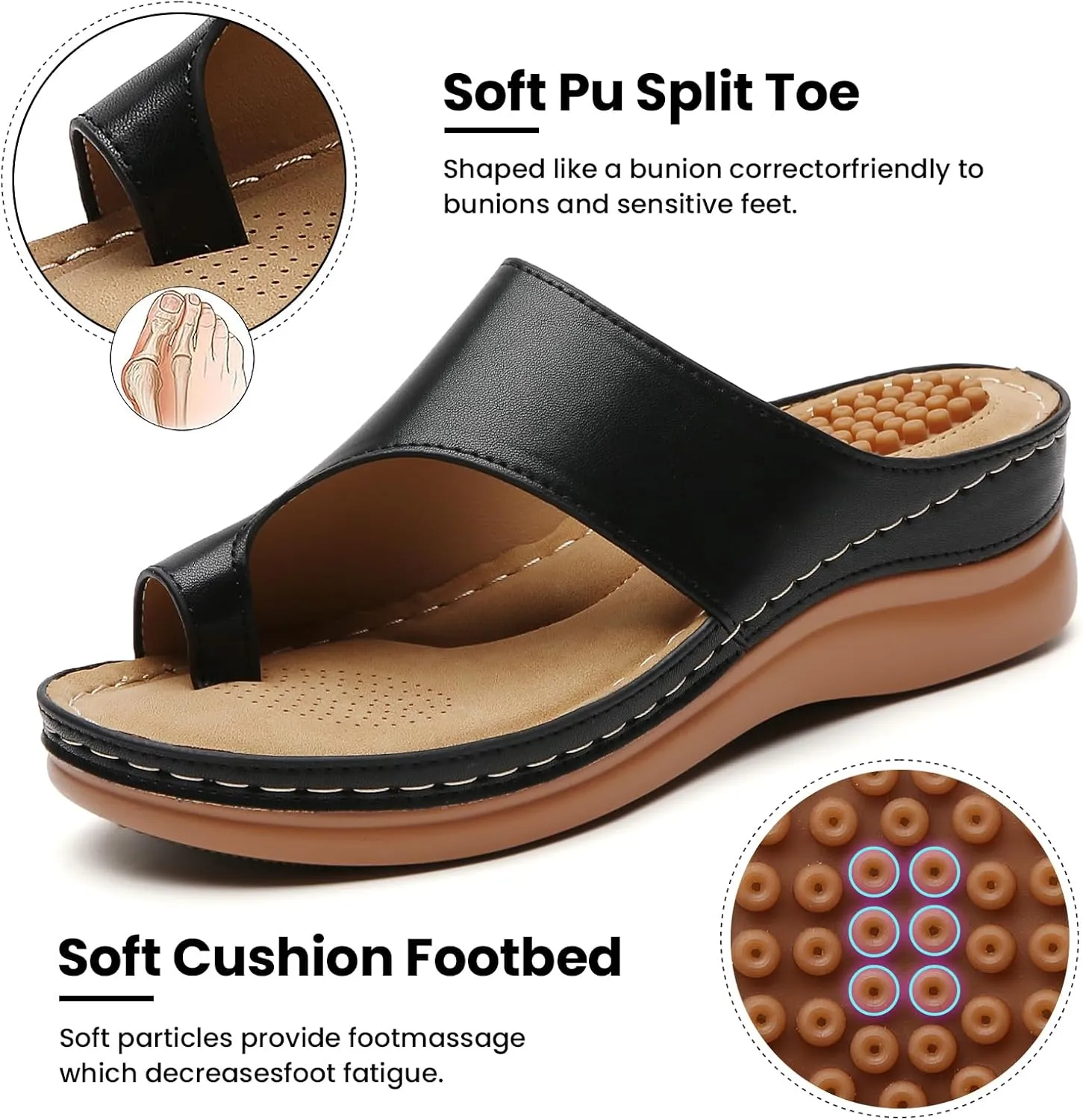 Tilocow Sandals Women Wedge Shoes - Orthopedic Comfortable Arch Support Platform Sandals for Women Wedge Summer Dressy Flip Flop Casual Bunion Breathable Shoes