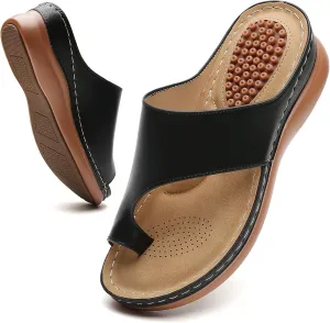 Tilocow Sandals Women Wedge Shoes - Orthopedic Comfortable Arch Support Platform Sandals for Women Wedge Summer Dressy Flip Flop Casual Bunion Breathable Shoes