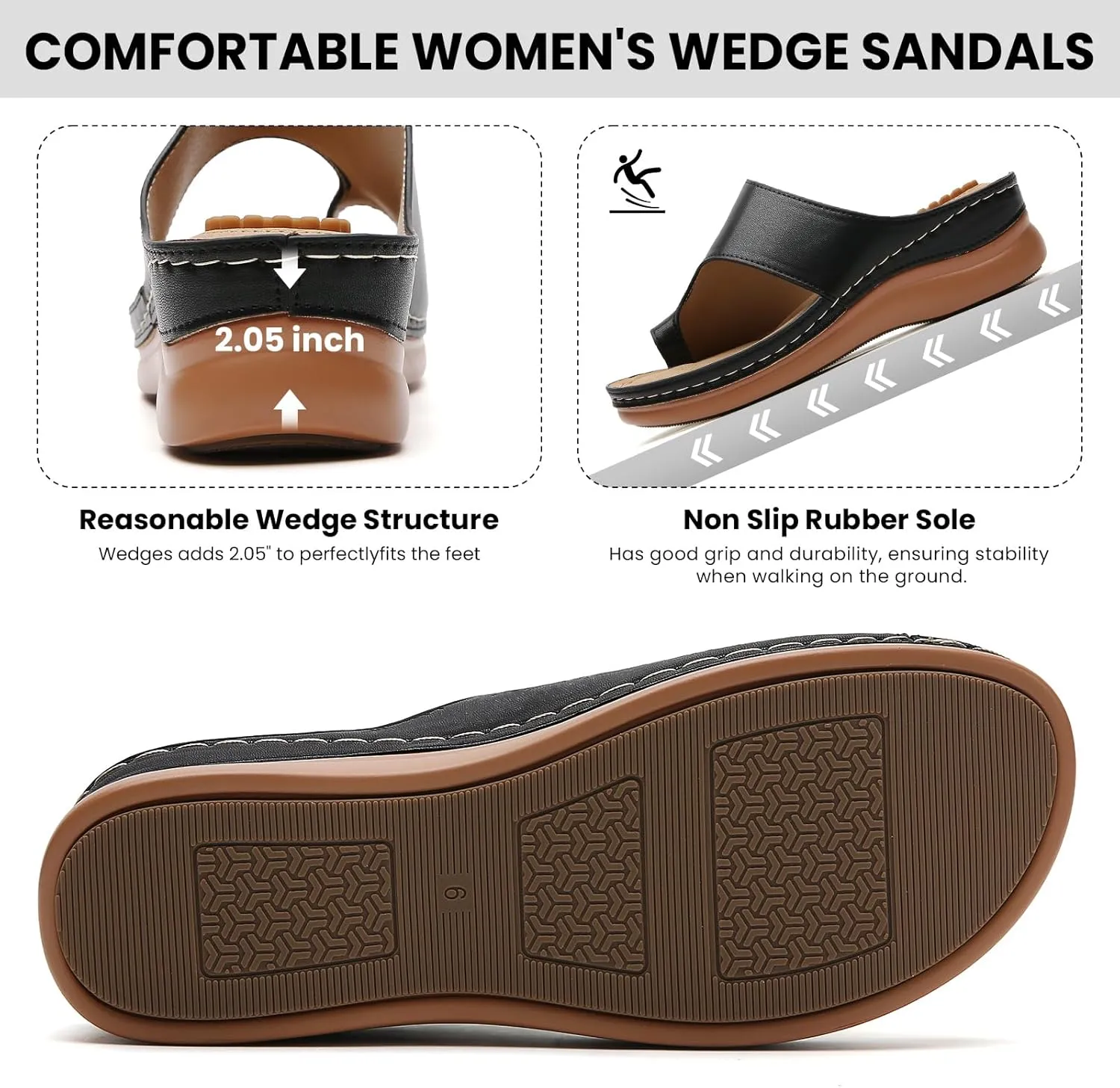 Tilocow Sandals Women Wedge Shoes - Orthopedic Comfortable Arch Support Platform Sandals for Women Wedge Summer Dressy Flip Flop Casual Bunion Breathable Shoes