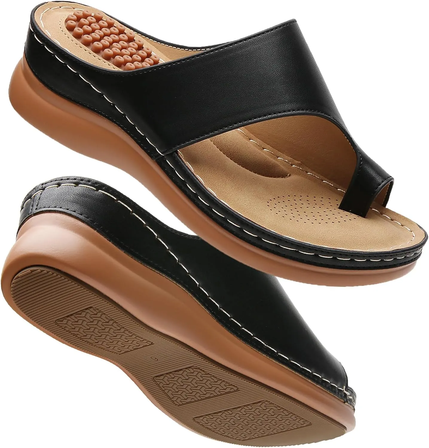 Tilocow Sandals Women Wedge Shoes - Orthopedic Comfortable Arch Support Platform Sandals for Women Wedge Summer Dressy Flip Flop Casual Bunion Breathable Shoes