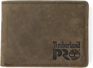 Timberland PRO Men's Leather RFID Wallet with Removable Flip Pocket Card Carrier