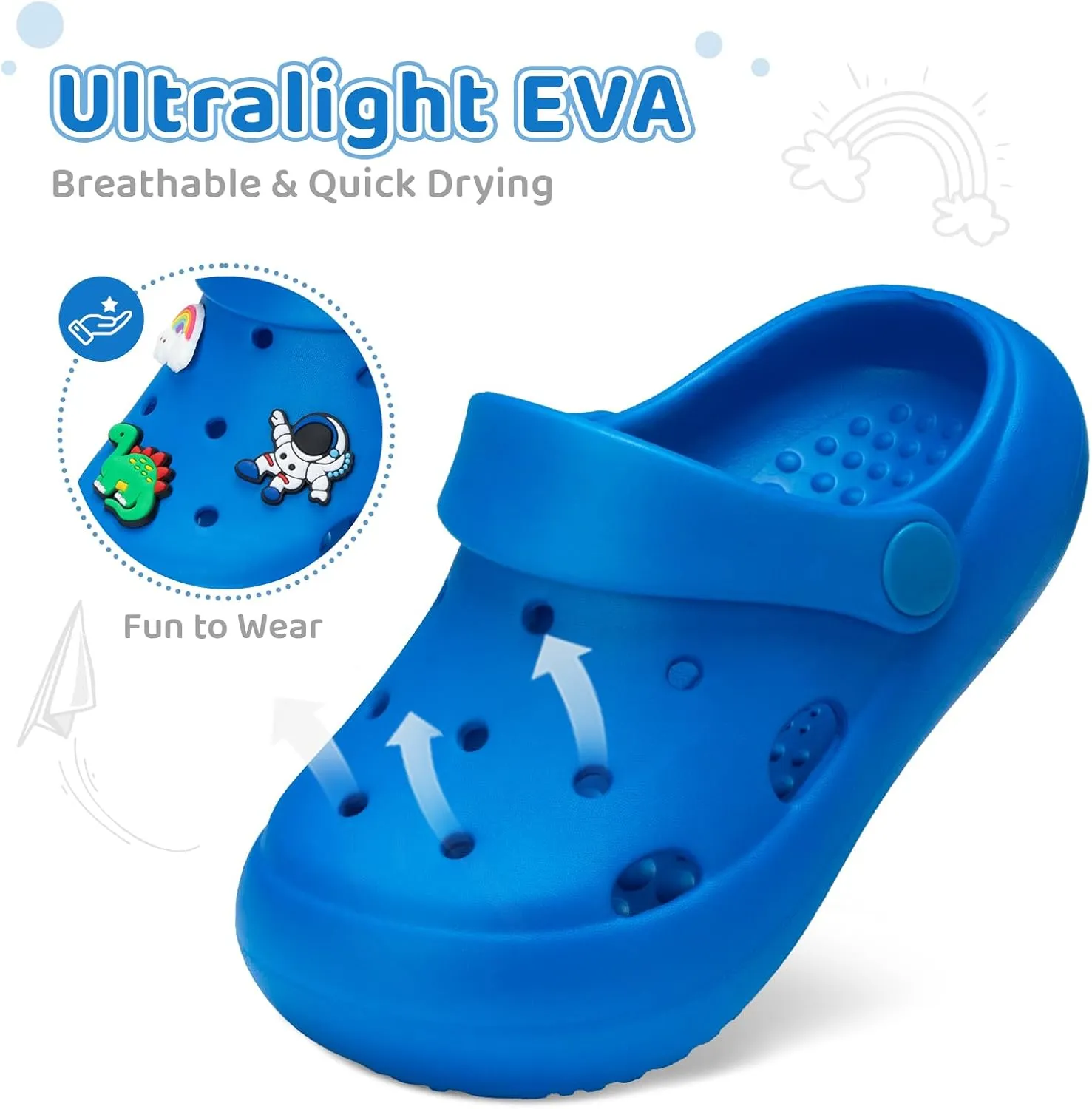 Toddler Classic Clogs Skin-Friendly Comfy Lightweight 丨Boys Girls Slip On Water Shoes