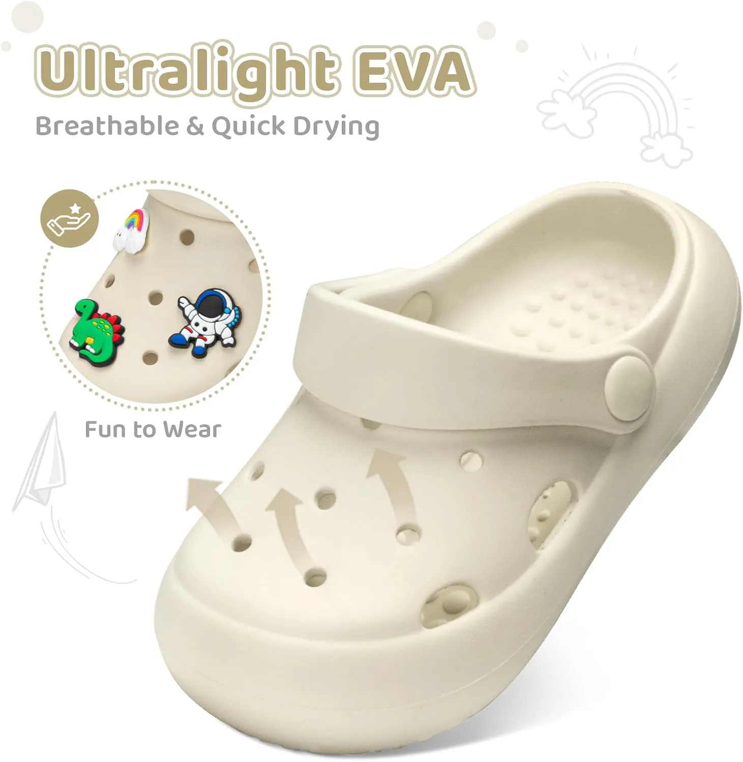 Toddler Classic Clogs Skin-Friendly Comfy Lightweight 丨Boys Girls Slip On Water Shoes