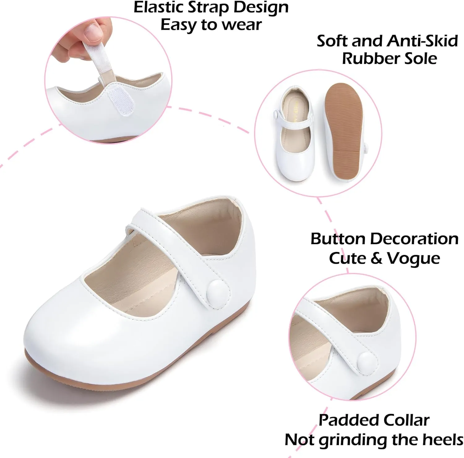 Toddler Flower Girl Dress Shoes - Little Girl Mary Janes for Wedding Party
