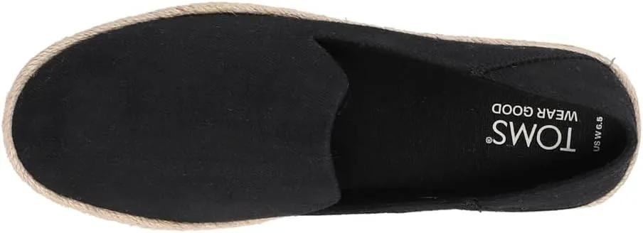 TOMS Womens Carolina Espadrille Slip On Flats Casual - Black