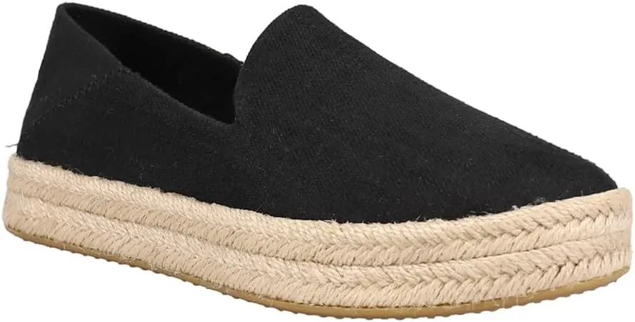 TOMS Womens Carolina Espadrille Slip On Flats Casual - Black