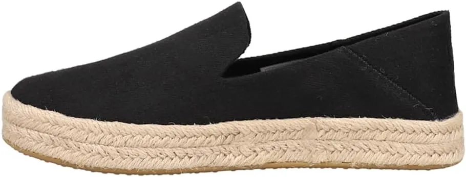 TOMS Womens Carolina Espadrille Slip On Flats Casual - Black