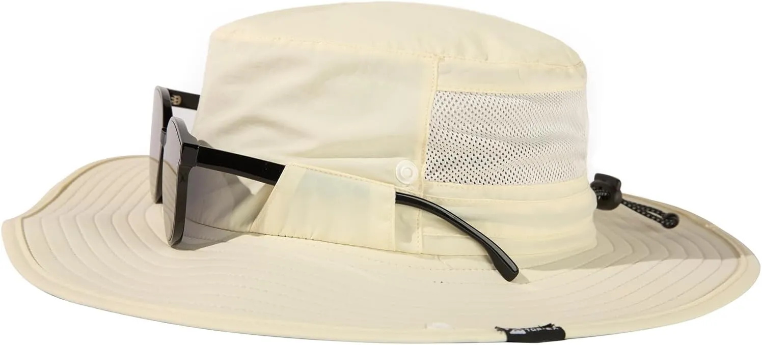 TOP-EX L/XL/XXL UV50  Waterproof Wide Brim Bucket Sun Hat for Summer Fishing Hiking w/Detachable Strap & Vented Mesh