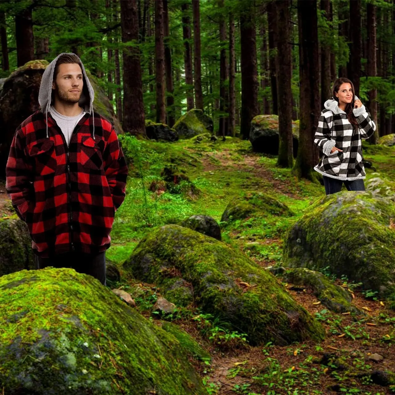 TrailCrest Men's Warm Sherpa Lined Hoodie Fleece Shirt Jacket, Classic Zip Up Buffalo Plaid (Regular and Big & Tall Sizes)