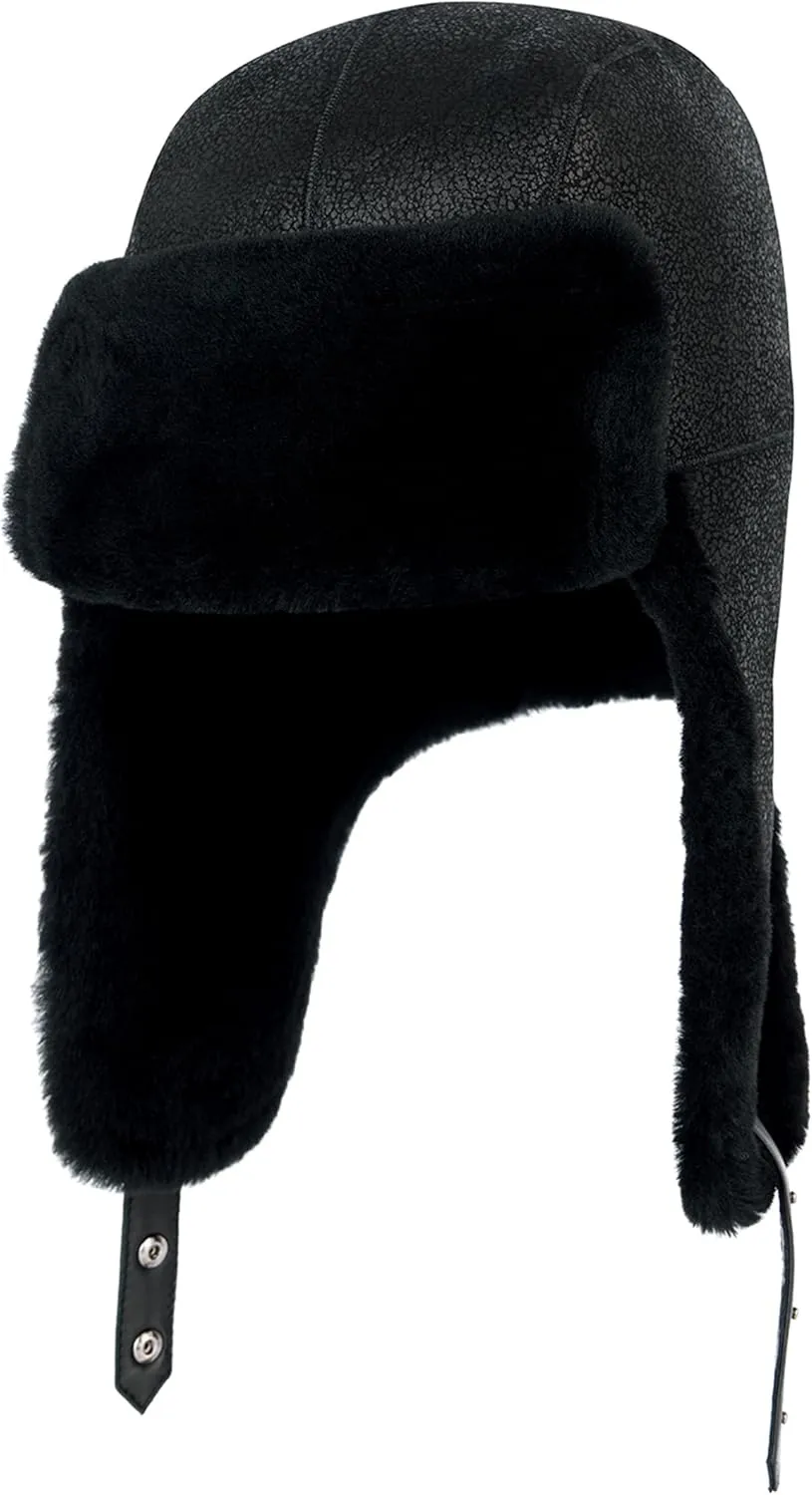 Trapper Hat with 100% Natural Genuine Fur - Winter Aviator Hat with Ear Flaps for Men and Women