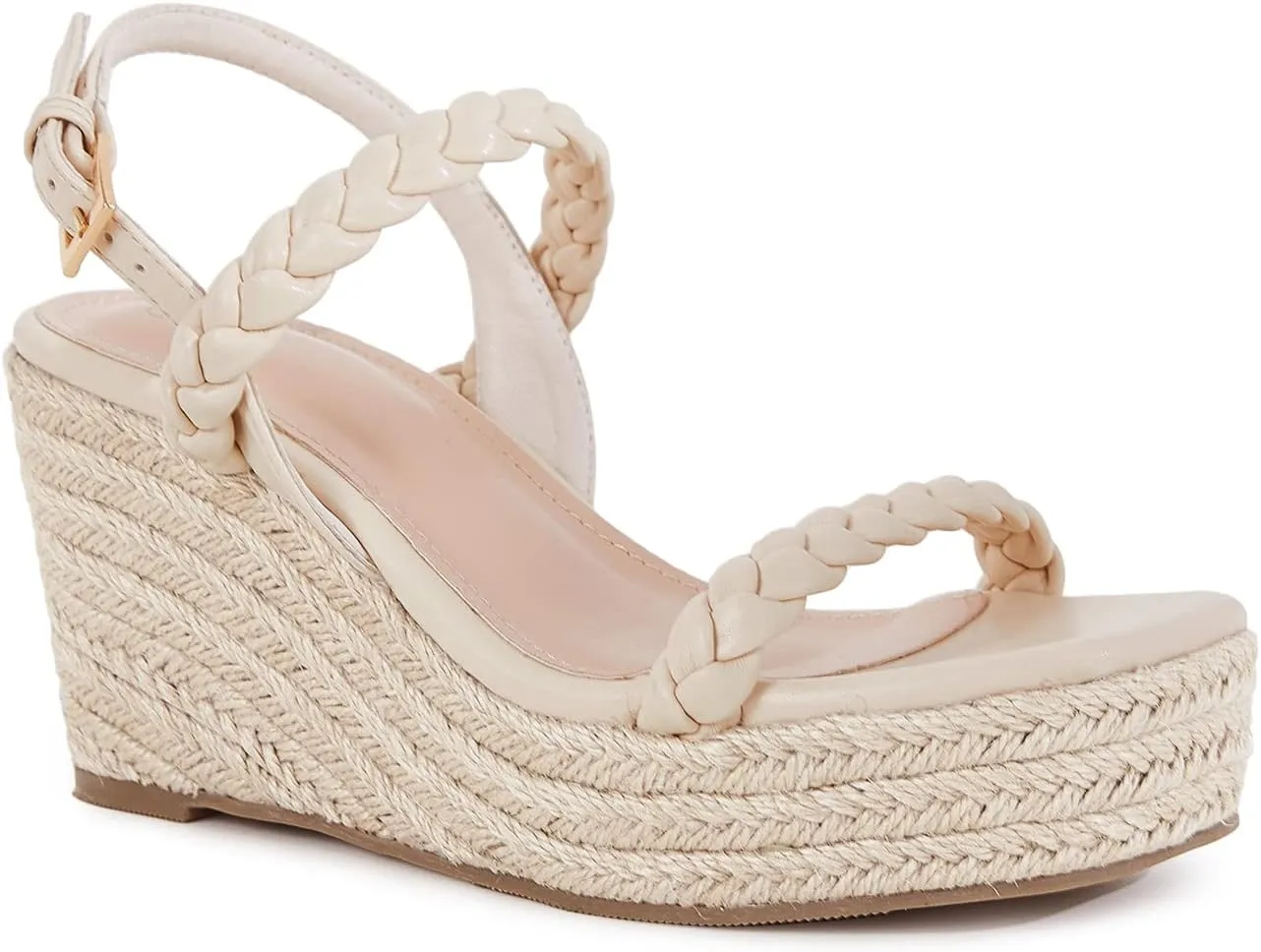 Trish Lucia Womens Espadrille Wedge Sandals Platform Braided Open Toe High Heel Ankle Strap Buckle Summer Causal Dress Shoes