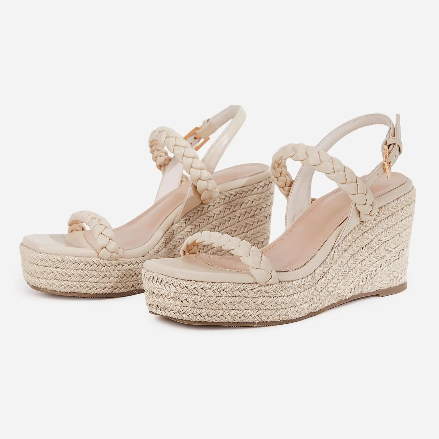 Trish Lucia Womens Espadrille Wedge Sandals Platform Braided Open Toe High Heel Ankle Strap Buckle Summer Causal Dress Shoes