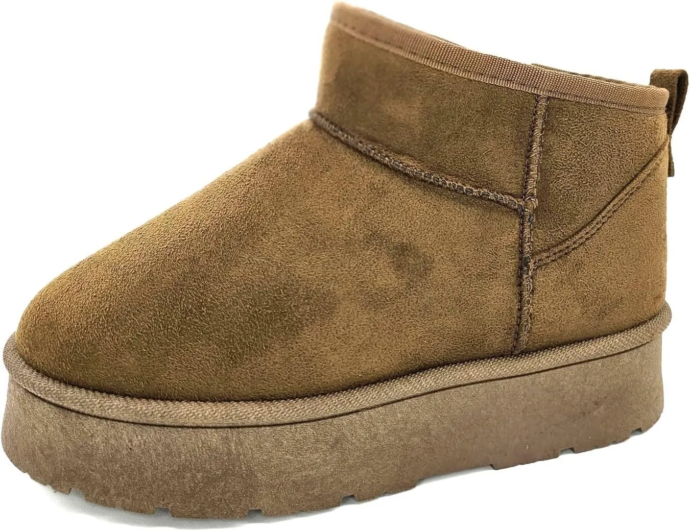 TruFox Womens Platform Mini Boots Classic Faux Fur Lined Slip On Ankle Booties