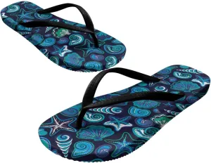 Ultra Cushion Flip Flops for Women Stylish Print Thong Sandals Non Slip Lightweight Yoga Mat Beach Pool Shoes Black Strap