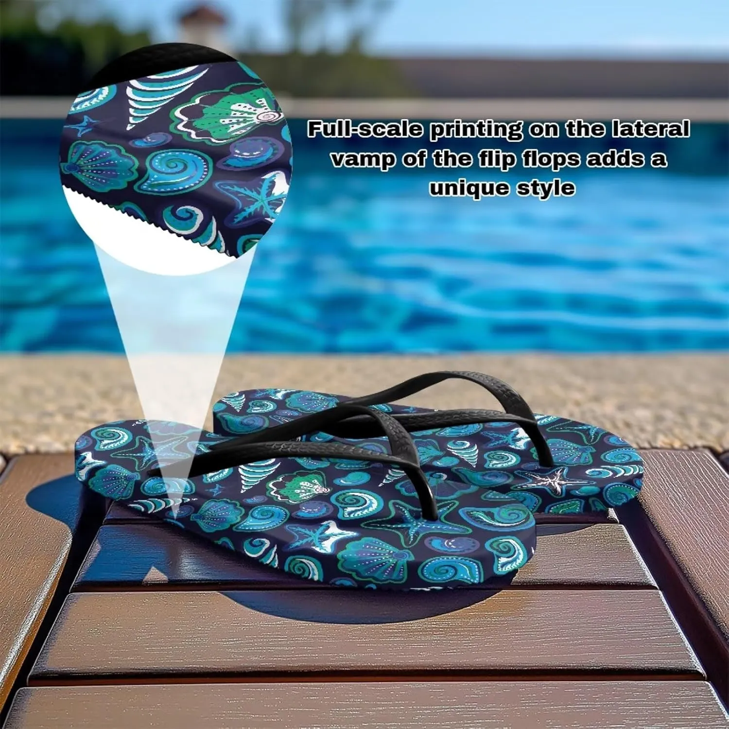 Ultra Cushion Flip Flops for Women Stylish Print Thong Sandals Non Slip Lightweight Yoga Mat Beach Pool Shoes Black Strap