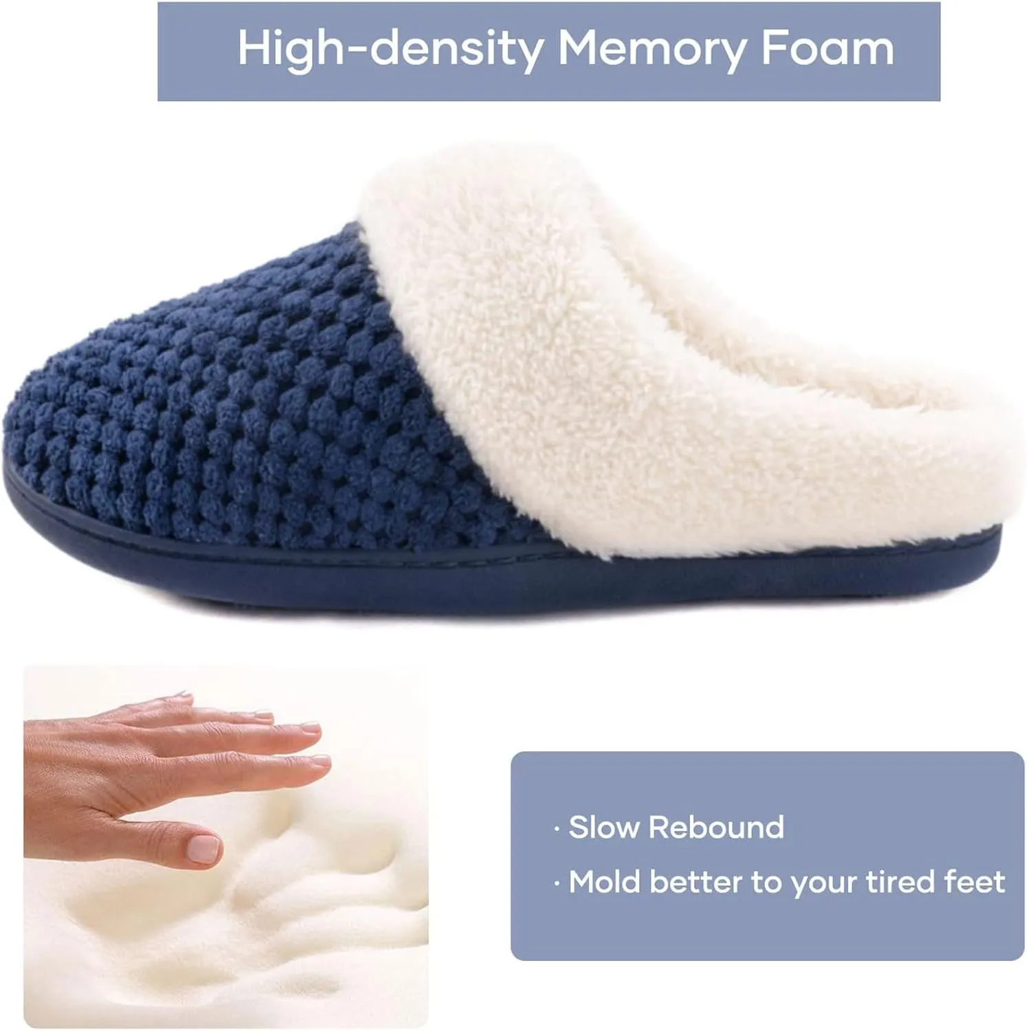 ULTRAIDEAS Women's Lamb-hug Comfy Fleece House Slippers Memory Foam, Slip-on House Shoes Indoor Outdoor