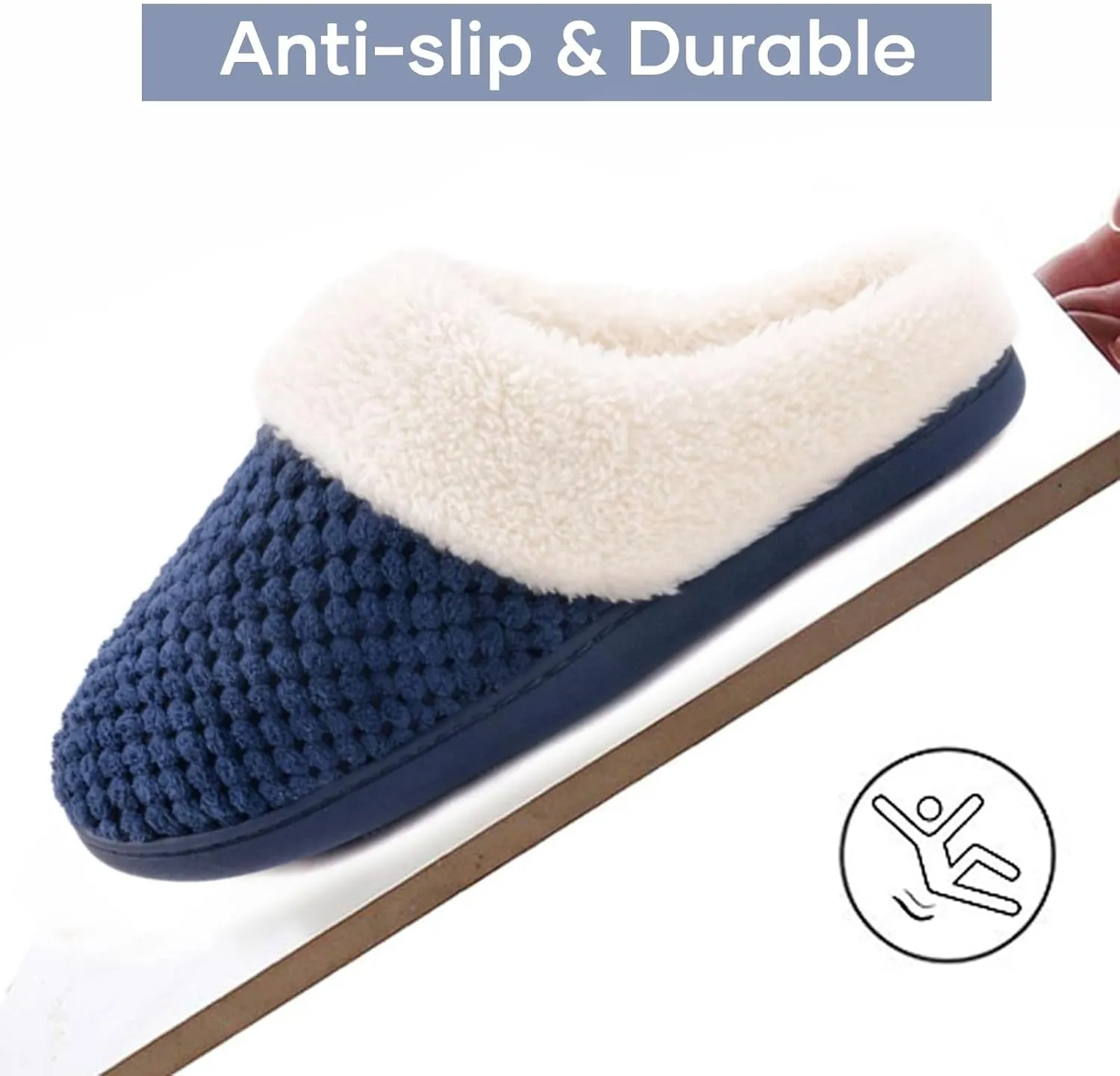 ULTRAIDEAS Women's Lamb-hug Comfy Fleece House Slippers Memory Foam, Slip-on House Shoes Indoor Outdoor