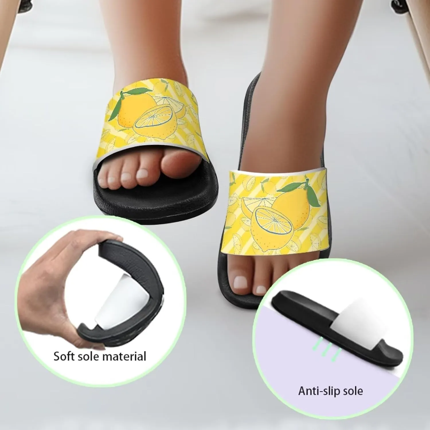 UNICEU Fruit Print Slides Sandals for Kids Quick Dry Comfortable Shower Slippers Slip On Open Toe Water Shoes for Beach