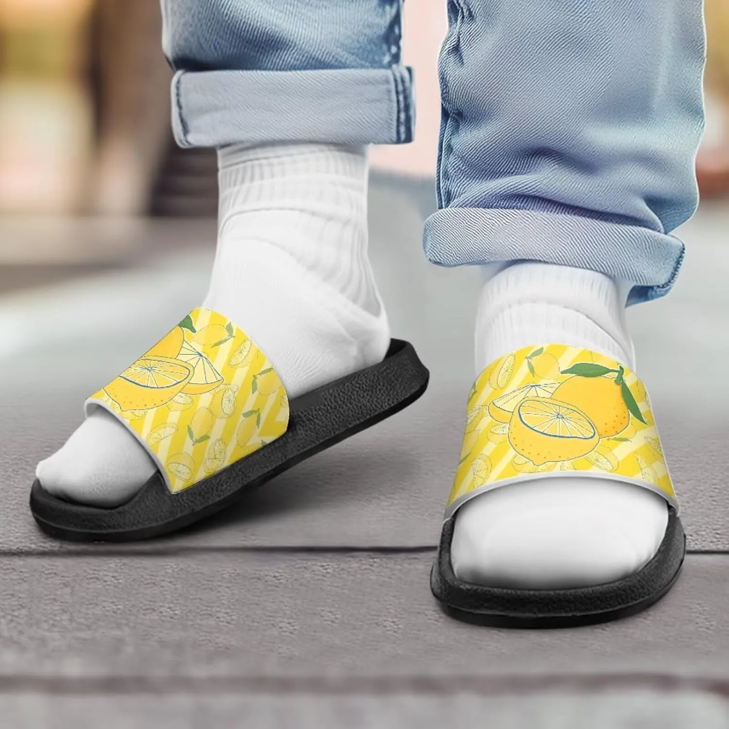UNICEU Fruit Print Slides Sandals for Kids Quick Dry Comfortable Shower Slippers Slip On Open Toe Water Shoes for Beach