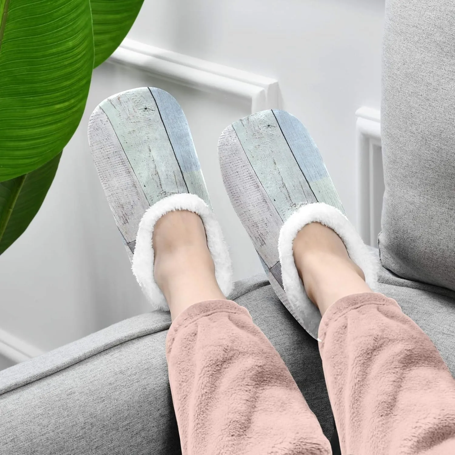 Unisex Fuzzy House Slippers Memory Foam Warm Slip Shoes Fur Lining M-XXL