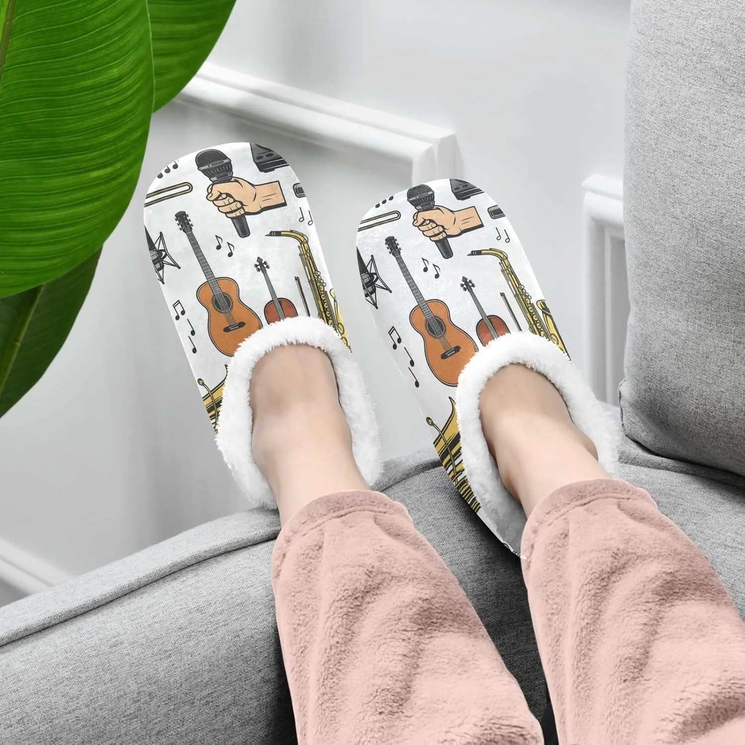 Unisex Fuzzy House Slippers Memory Foam Warm Slip Shoes Fur Lining M-XXL