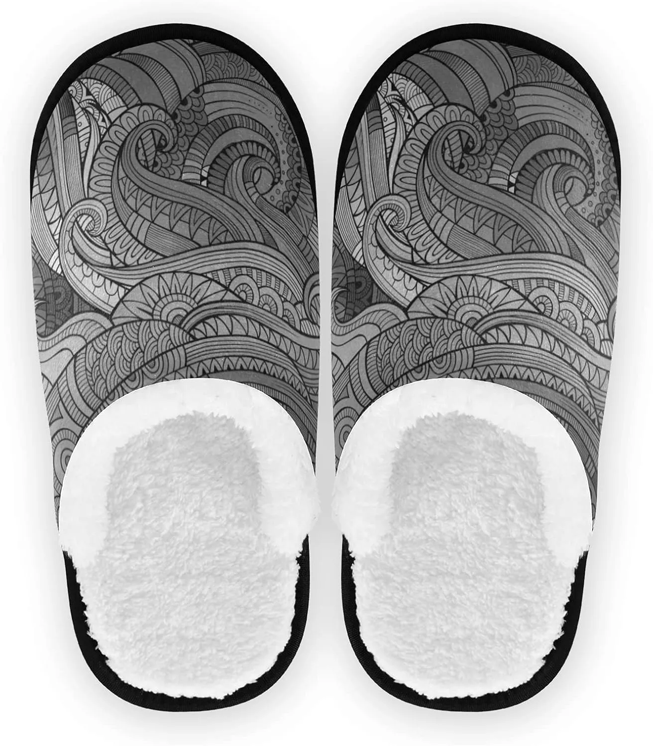 Unisex Slippers Fuzzy Feet Plush Slippers Anti-Slip Warm House Shoes M/L