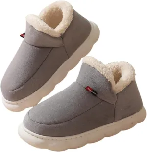 Unisex Solid Colour Slip On Home Shoes with Warm Plush Lining, Comfy Non Slip Casual Durable Thermal Shoes, Winter & Autumn