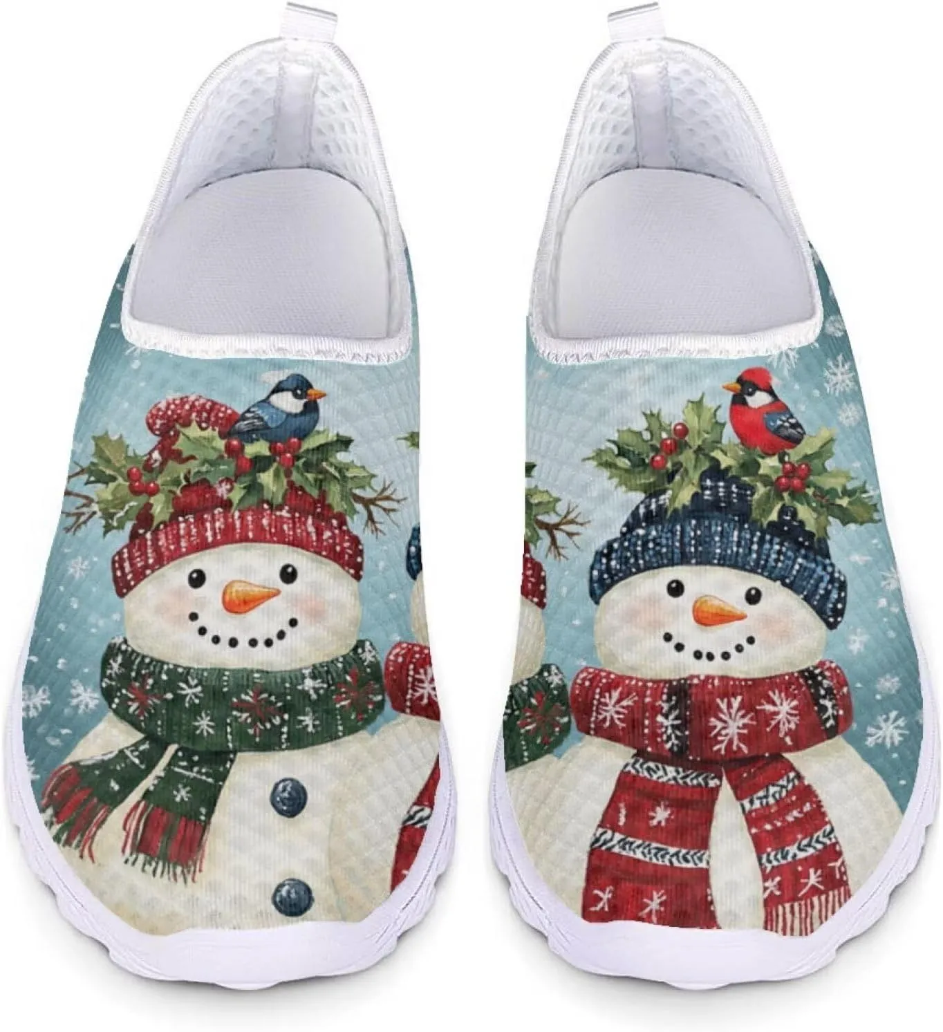 Uourmeti Christmas Shoes Sneakers for Women Casual Slip On Walking Xmas Shoes Size 5.5-11.5