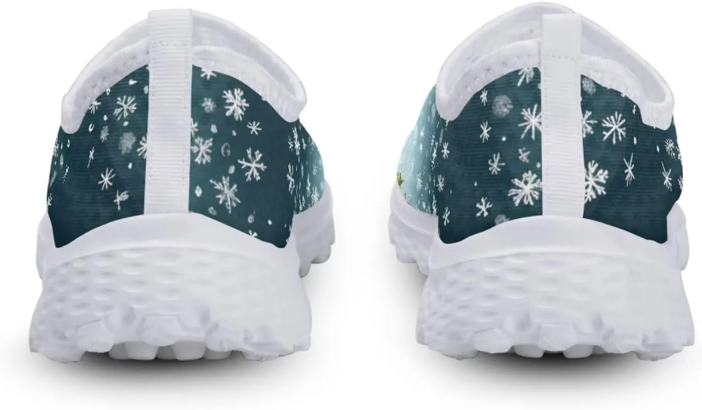 Uourmeti Christmas Shoes Sneakers for Women Casual Slip On Walking Xmas Shoes Size 5.5-11.5