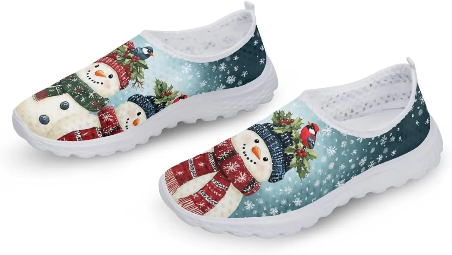 Uourmeti Christmas Shoes Sneakers for Women Casual Slip On Walking Xmas Shoes Size 5.5-11.5