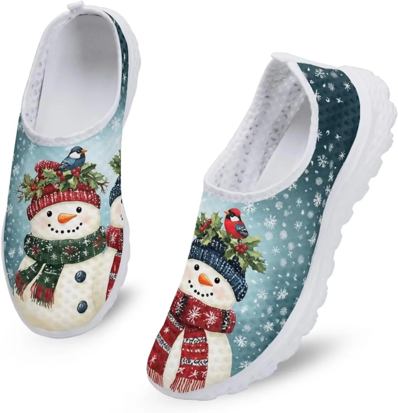 Uourmeti Christmas Shoes Sneakers for Women Casual Slip On Walking Xmas Shoes Size 5.5-11.5