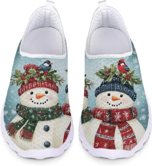Uourmeti Christmas Shoes Sneakers for Women Casual Slip On Walking Xmas Shoes Size 5.5-11.5