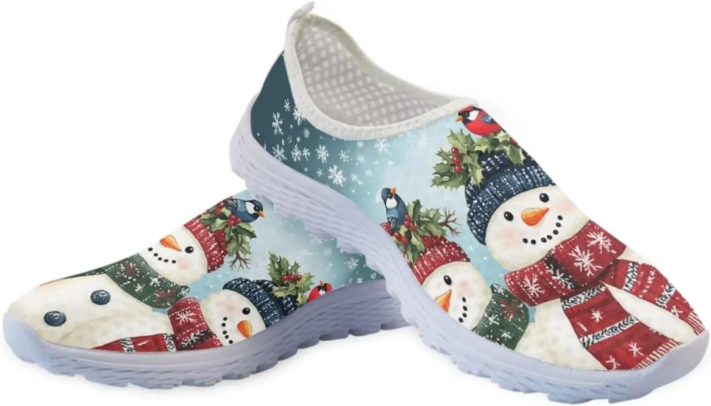 Uourmeti Christmas Shoes Sneakers for Women Casual Slip On Walking Xmas Shoes Size 5.5-11.5
